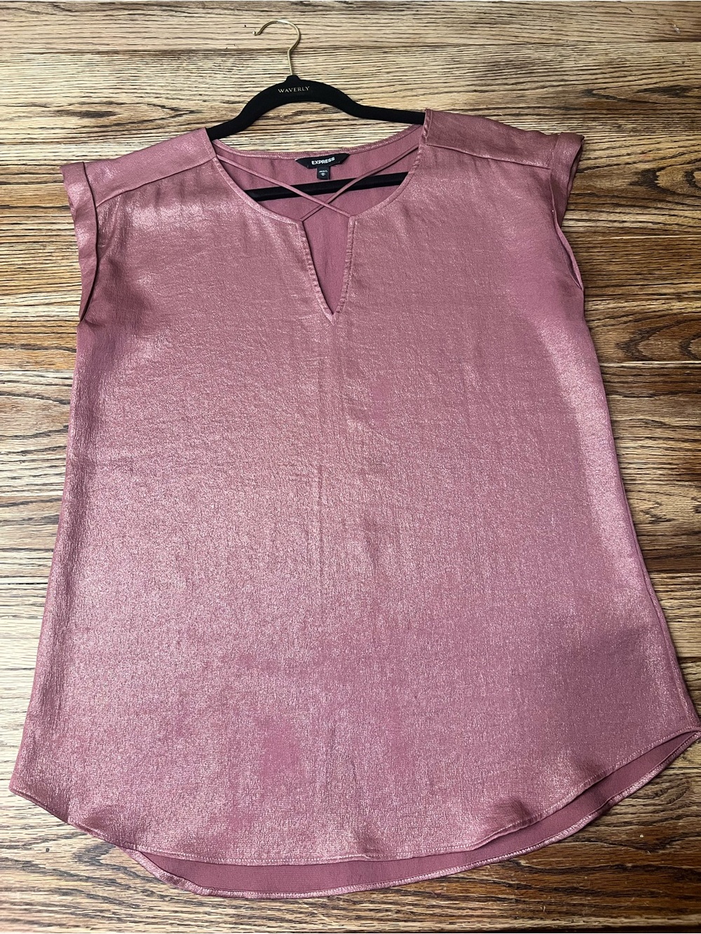 Express Metallic Rose Cap Sleeve Blouse